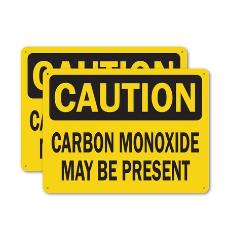 Signmission Carbon Monoxide May Be Present OSHA Caution Sign, Aluminum, 14in W x 10in L, 2PK OS-2PACK-CS-A-1014-L-19122